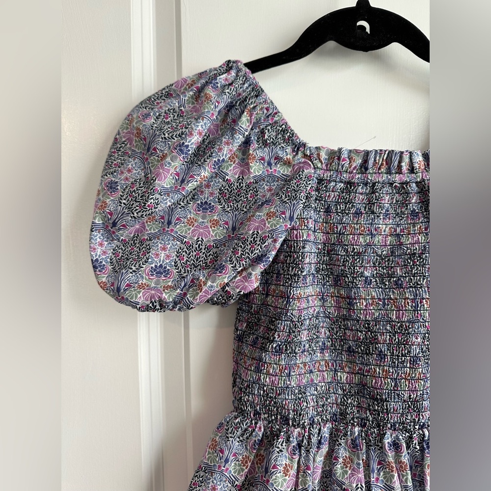 J. Crew Smocked Square Neck Top in Liberty Floral Club Nouveau (Size XXS) - Picture 2 of 10